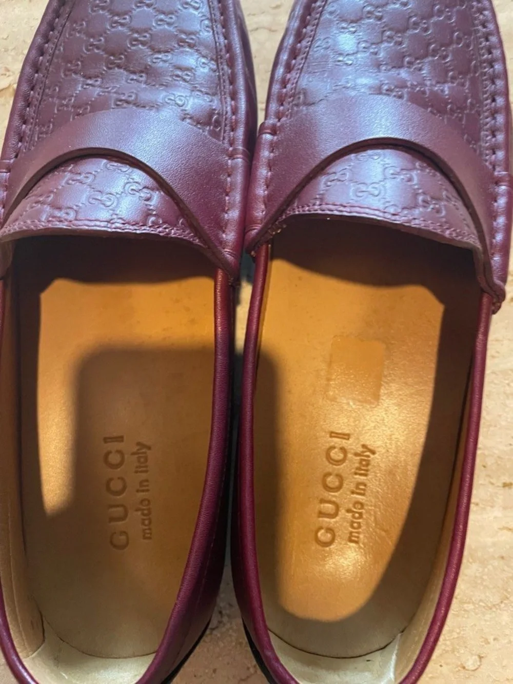 Gucci Men's Size 9.5 Burgundy Leather Penny Loafers